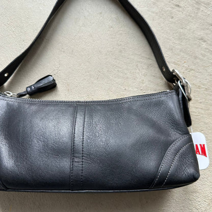 Vintage Y2K Coach Black Leather Baguette Shoulder Bag
