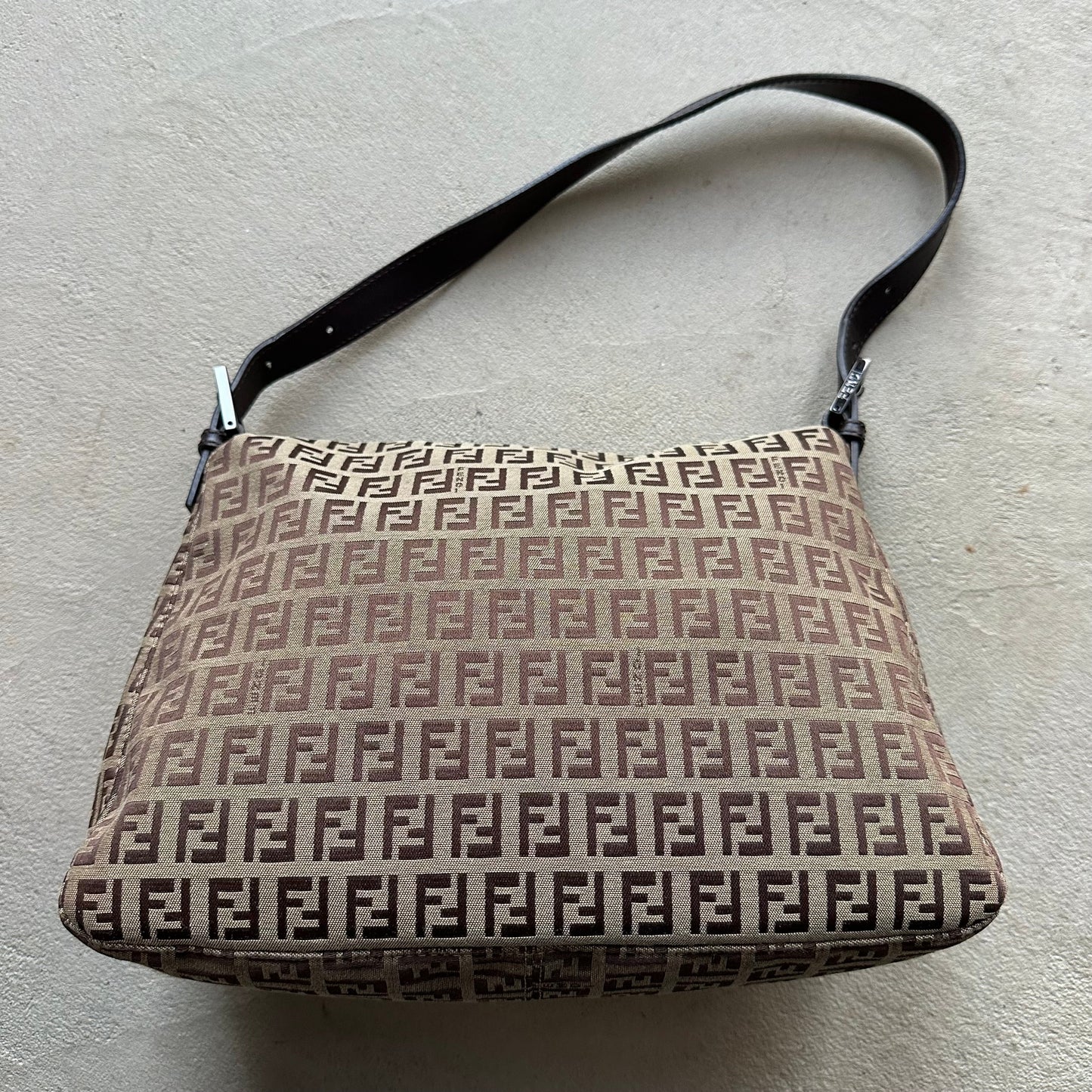Vintage Fendi Mama Baguette Brown Zucchino Shoulder Bag