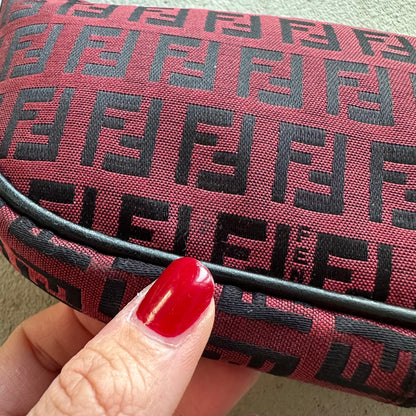 Vintage Fendi Baguette Red & Black Zucchino Shoulder Bag