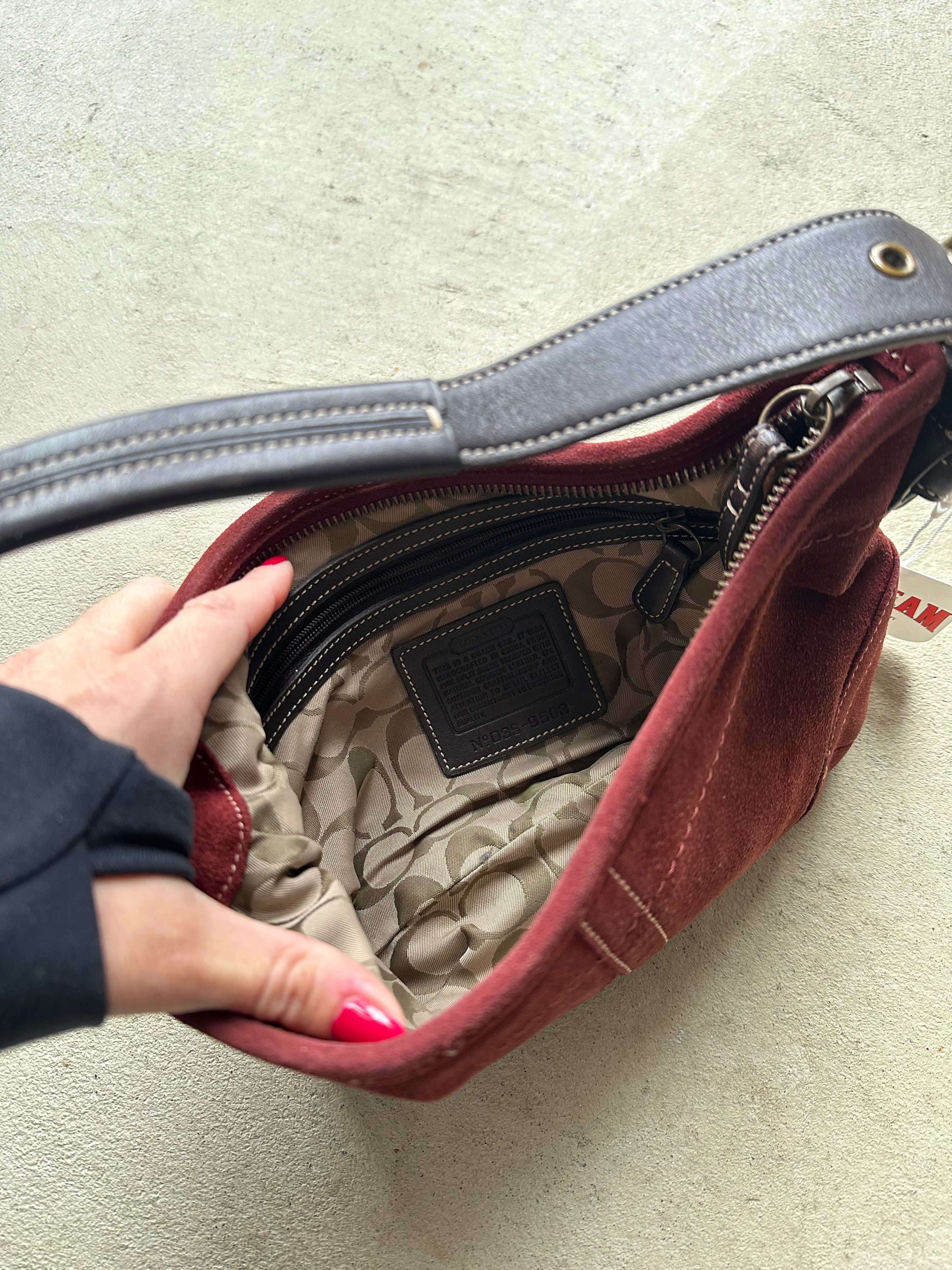Vintage Burgundy Suede Coach Soho Shoulder Bag