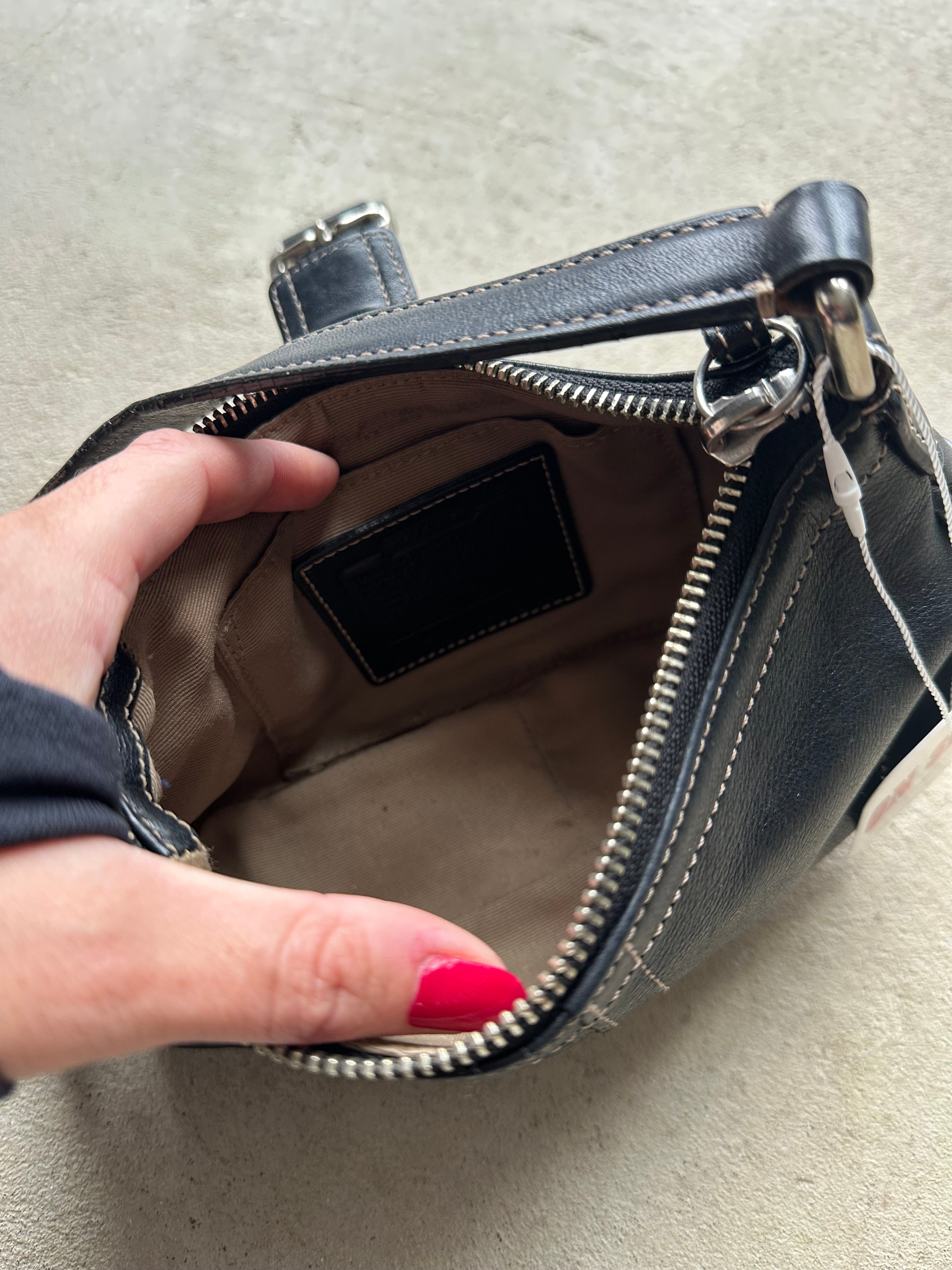 Vintage Black Hampton Coach Shoulder Bag