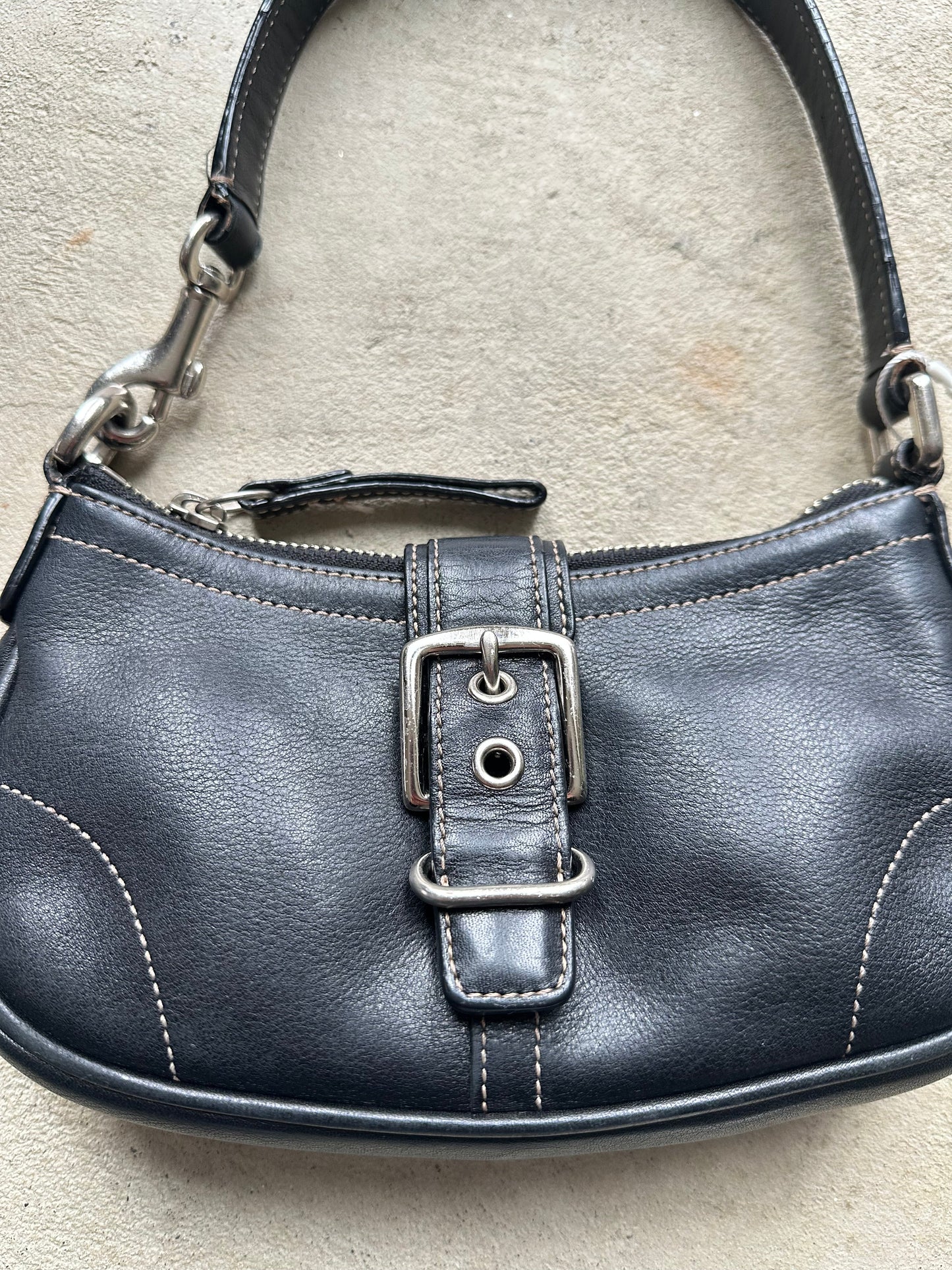 Vintage Black Hampton Coach Shoulder Bag