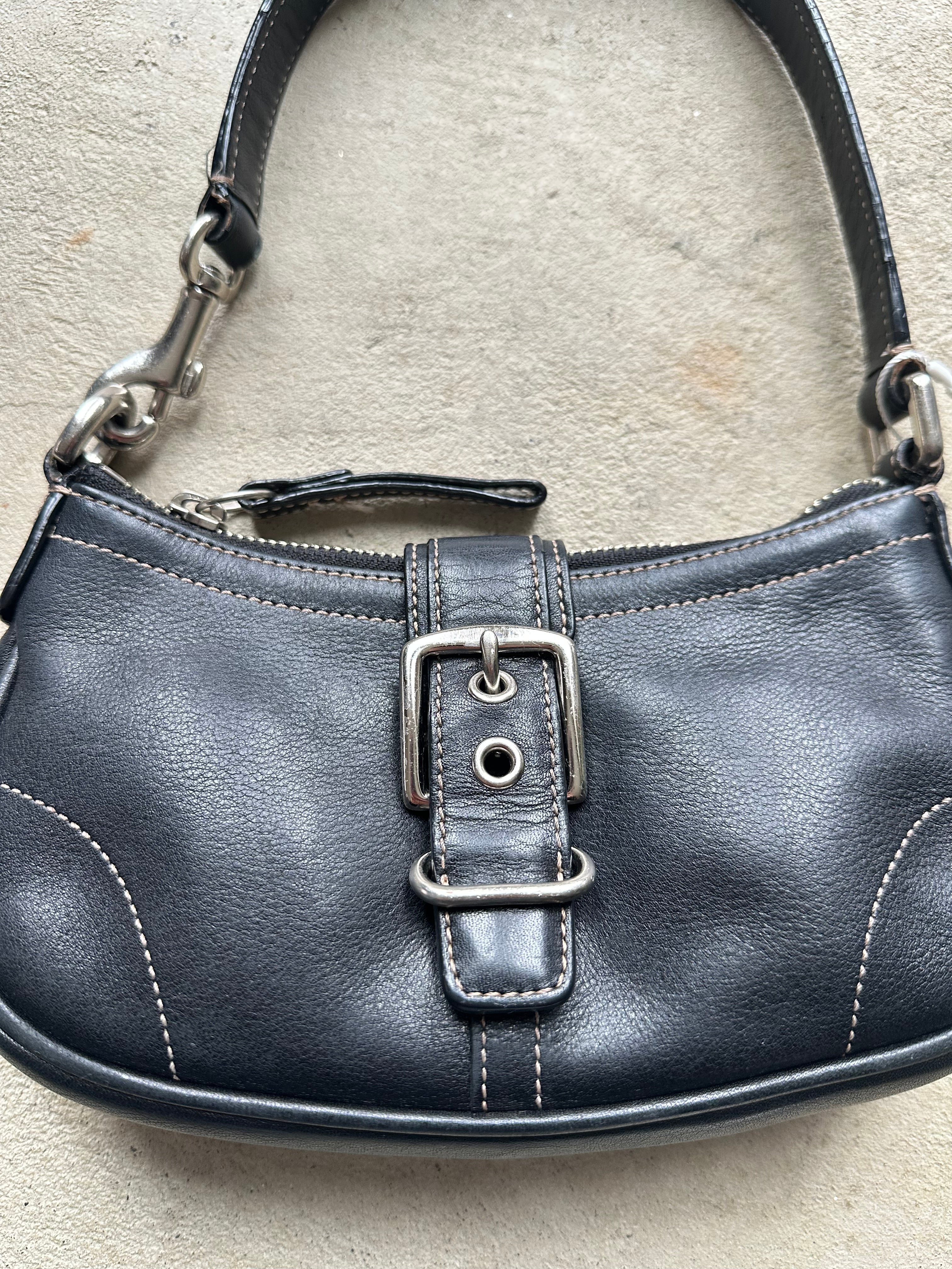 Vintage Black Hampton Coach Shoulder Bag