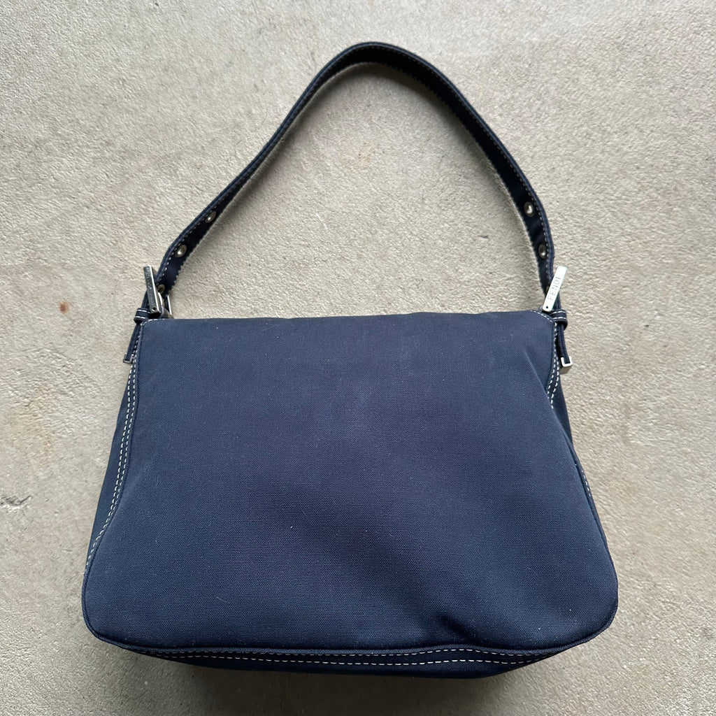 Vintage Fendi Mama Baguette Style Denim Shoulder Bag