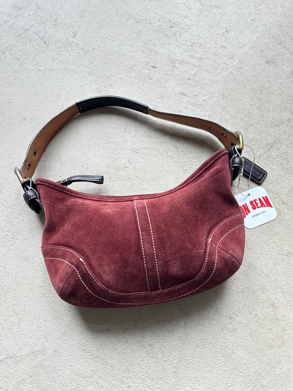 Vintage Burgundy Suede Coach Soho Shoulder Bag