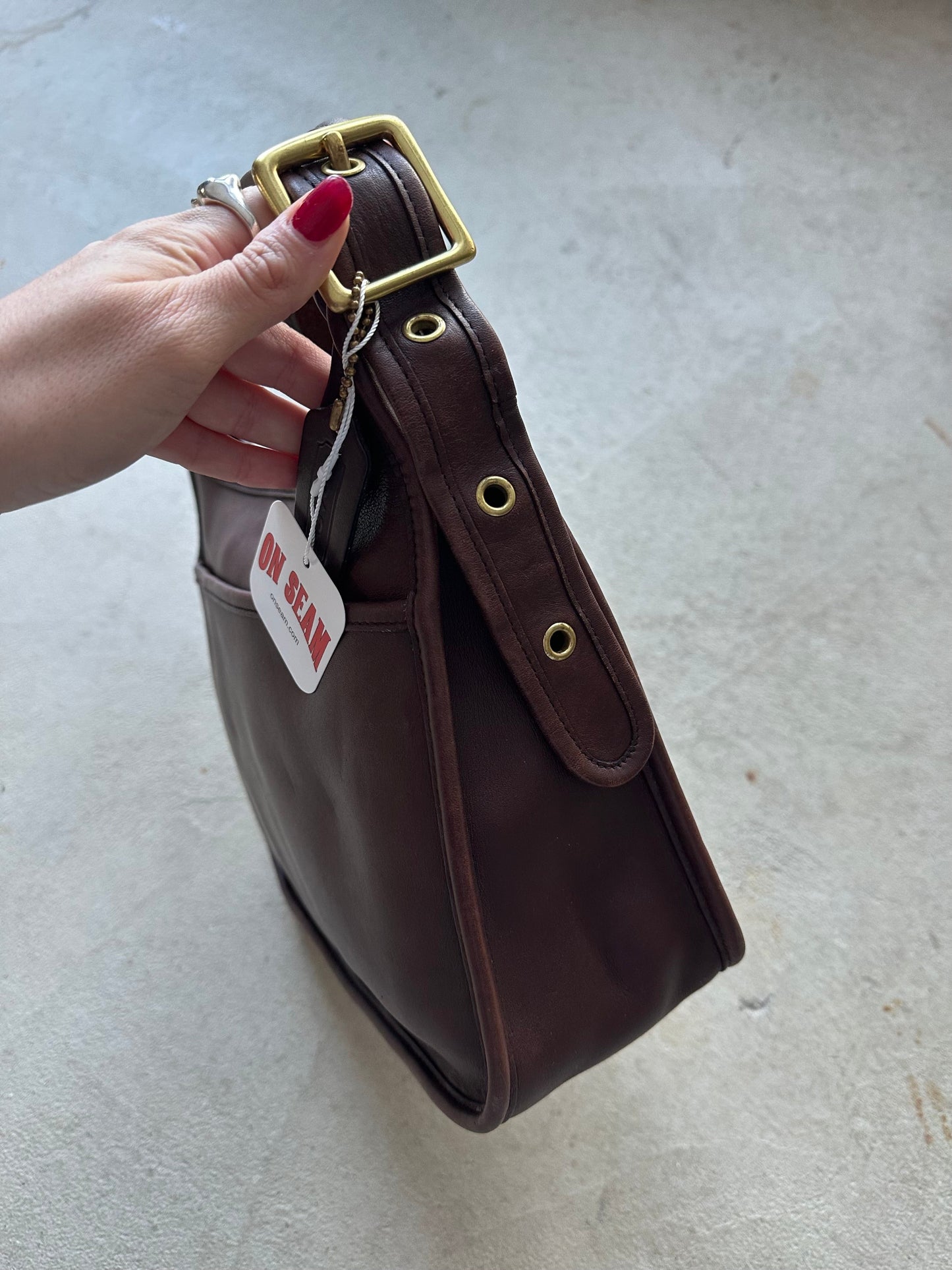 Vintage Coach Ergo Style Black Leather Shoulder Bag 9966