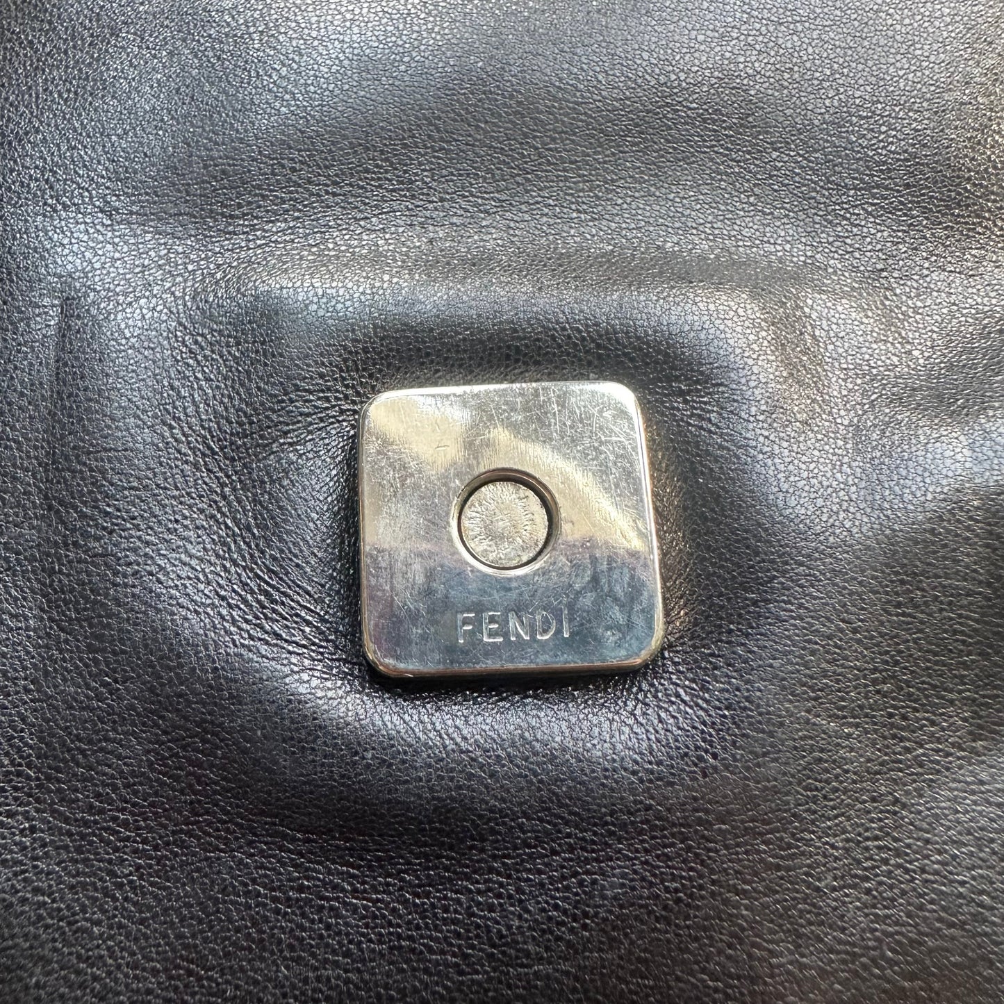 Vintage Fendi Baguette Style Black Leather Shoulder Bag