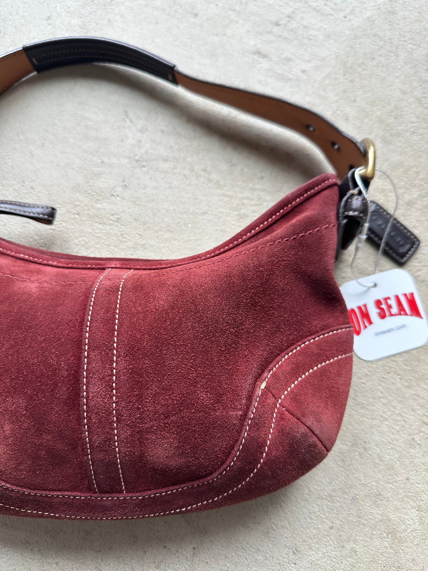 Vintage Burgundy Suede Coach Soho Shoulder Bag