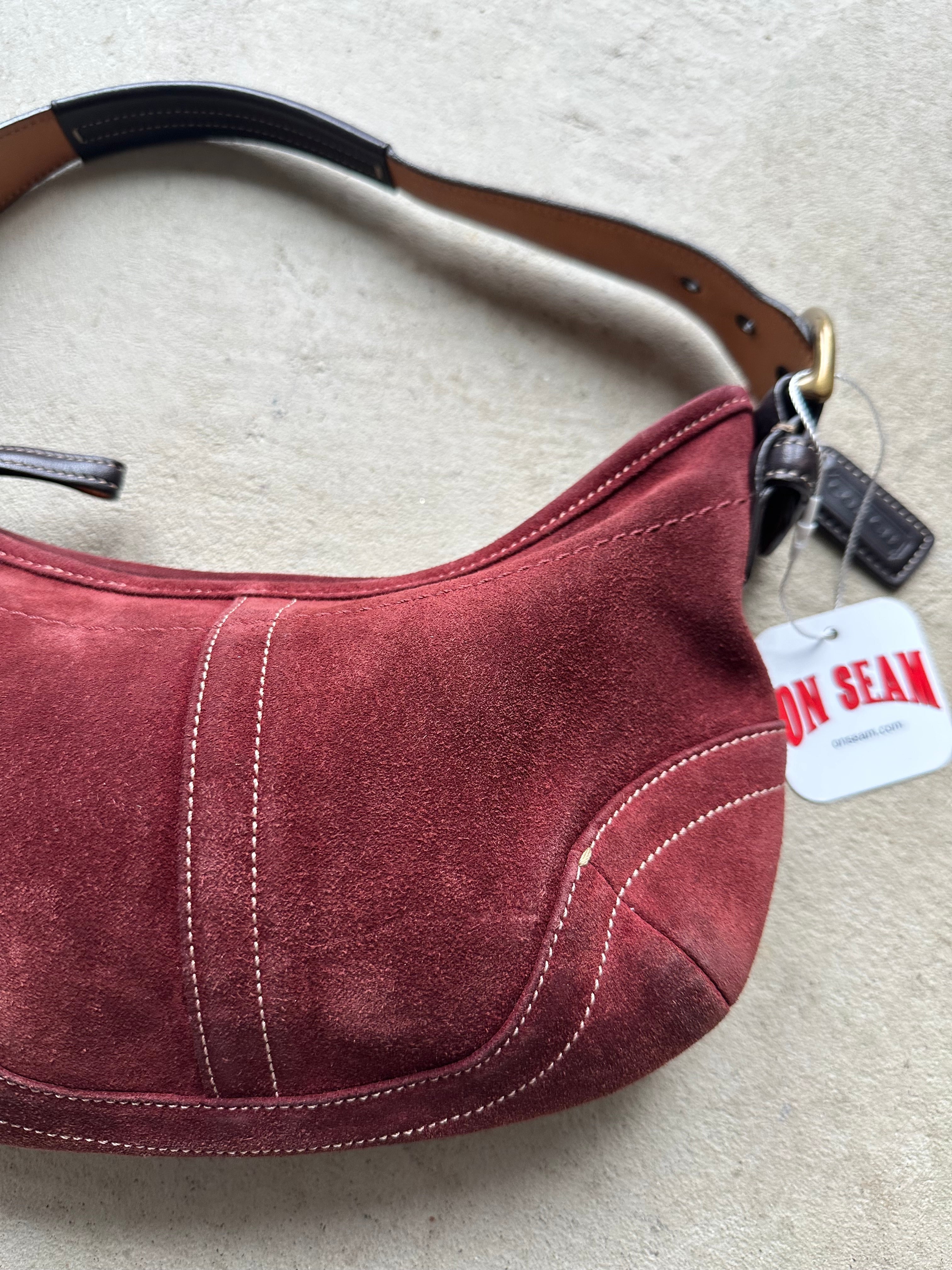 Vintage Burgundy Suede Coach Soho Shoulder Bag