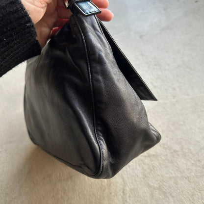 Vintage Fendi Baguette Style Black Leather Shoulder Bag