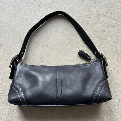 Vintage Y2K Coach Black Leather Baguette Shoulder Bag