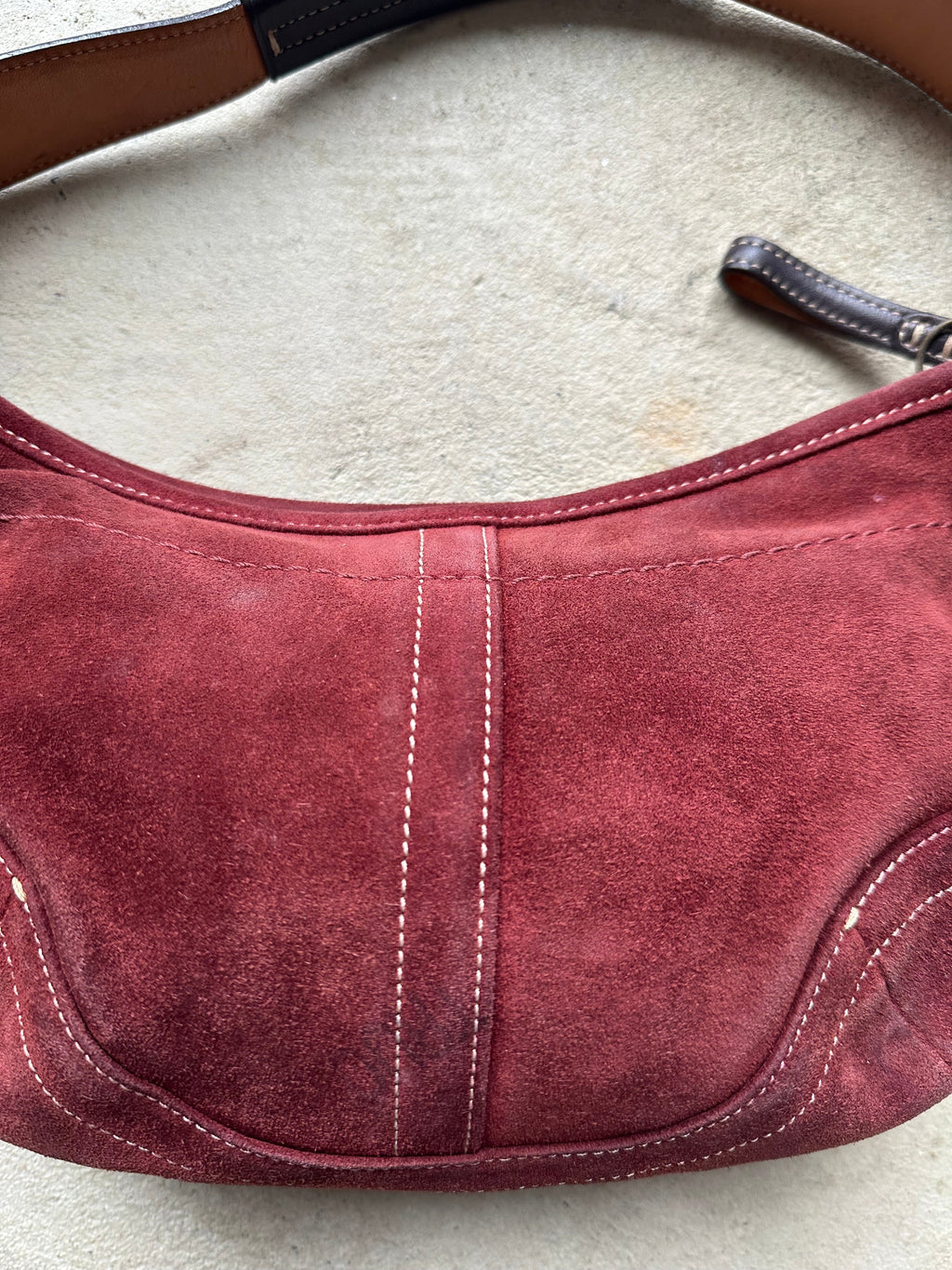 Vintage Burgundy Suede Coach Soho Shoulder Bag
