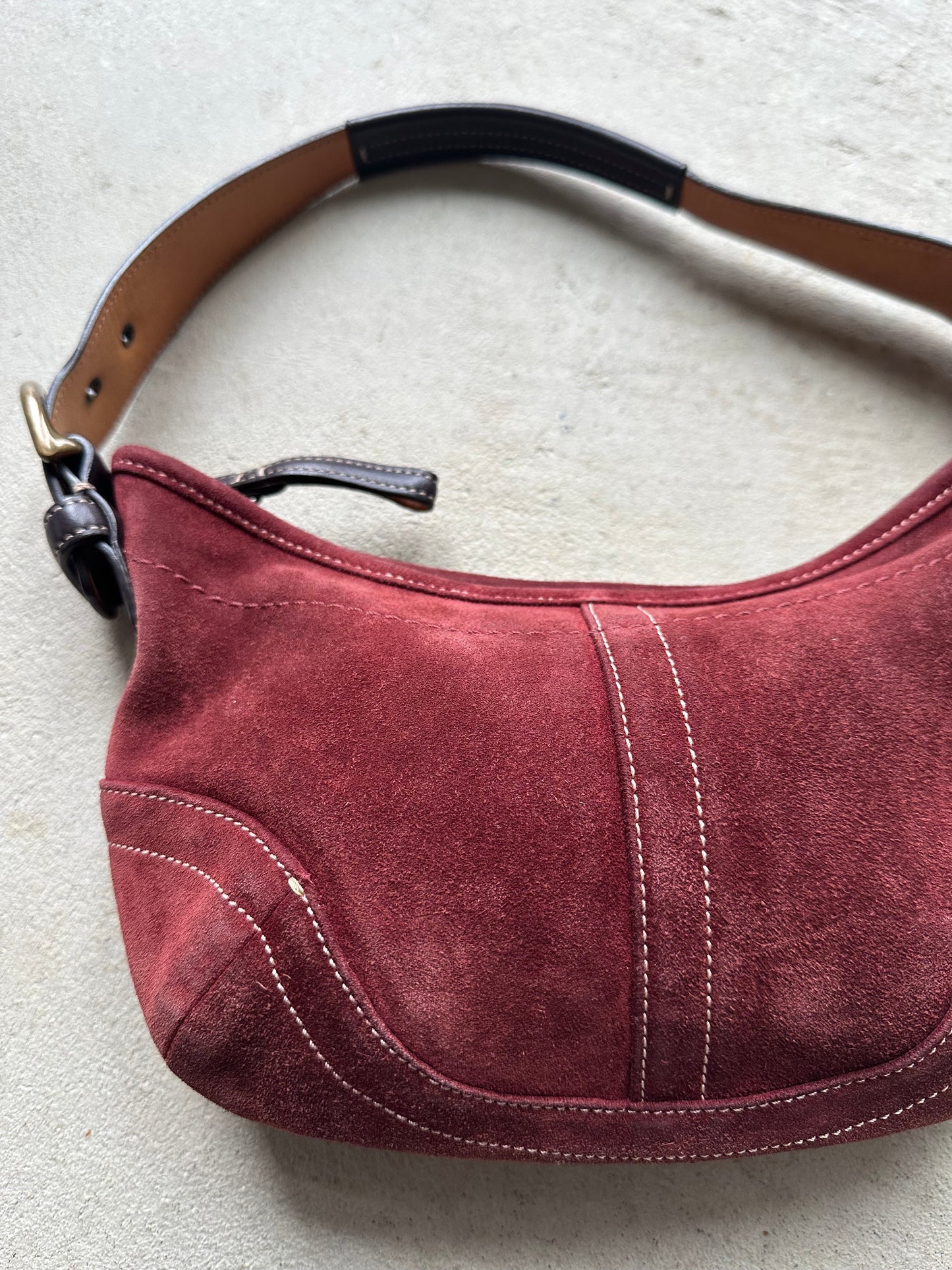 Vintage Burgundy Suede Coach Soho Shoulder Bag