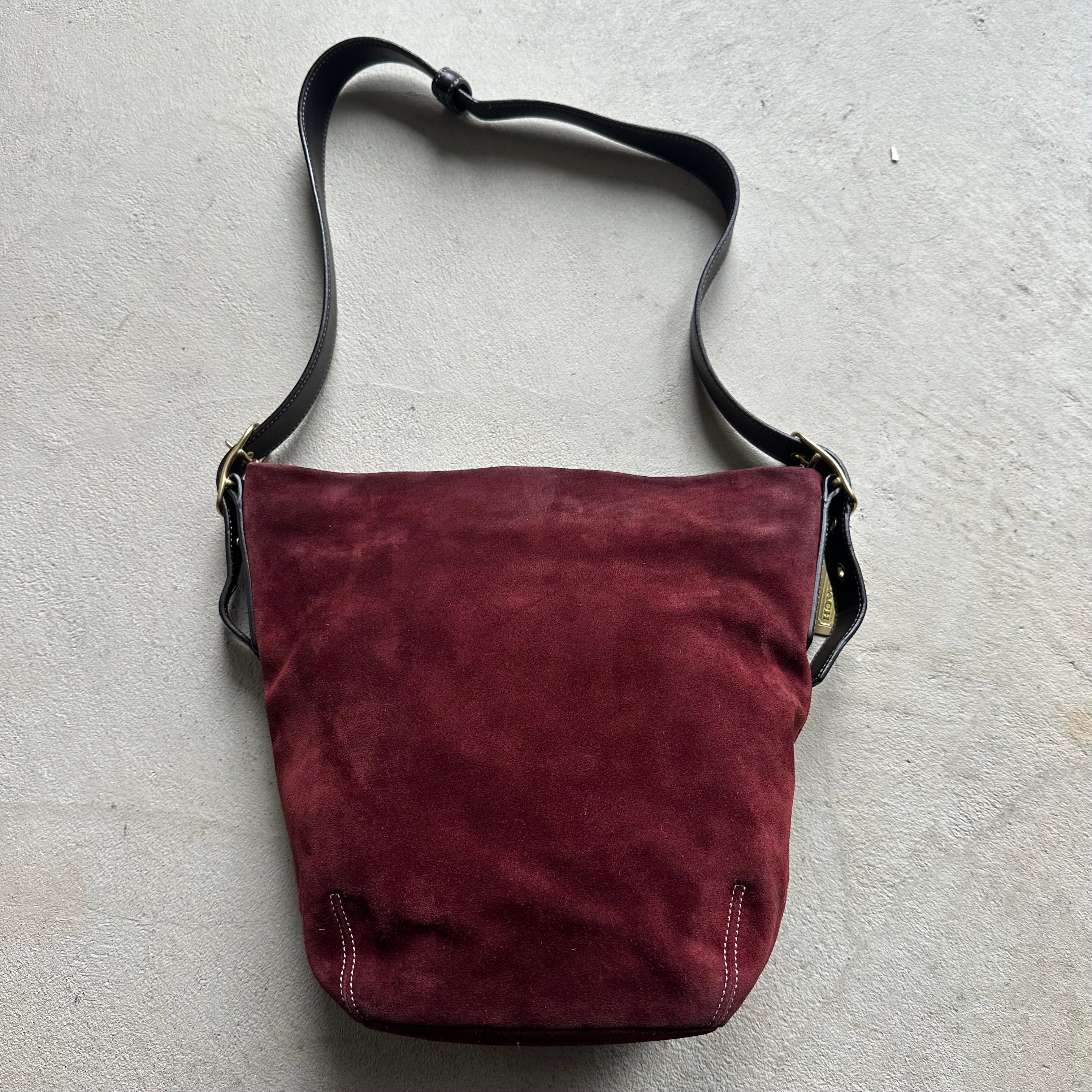 Vintage Coach Red Suede Shoulder Bag