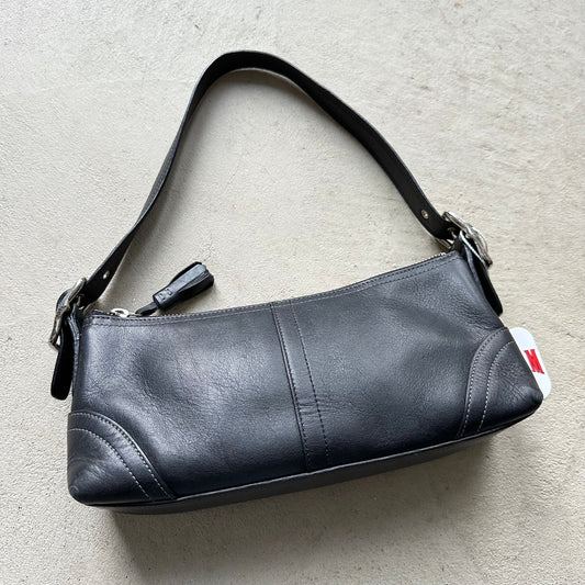 Vintage Y2K Coach Black Leather Baguette Shoulder Bag