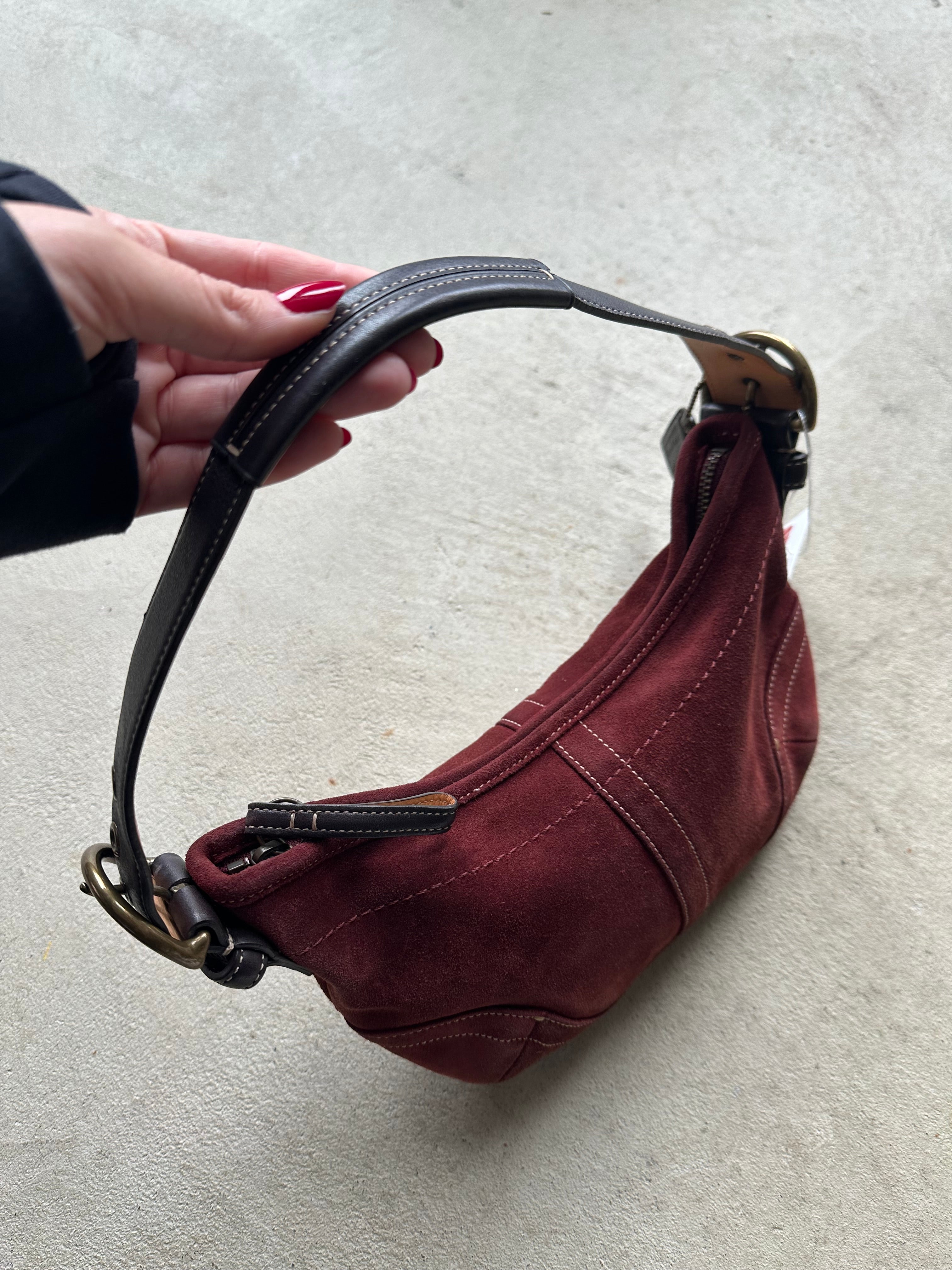 Vintage Burgundy Suede Coach Soho Shoulder Bag