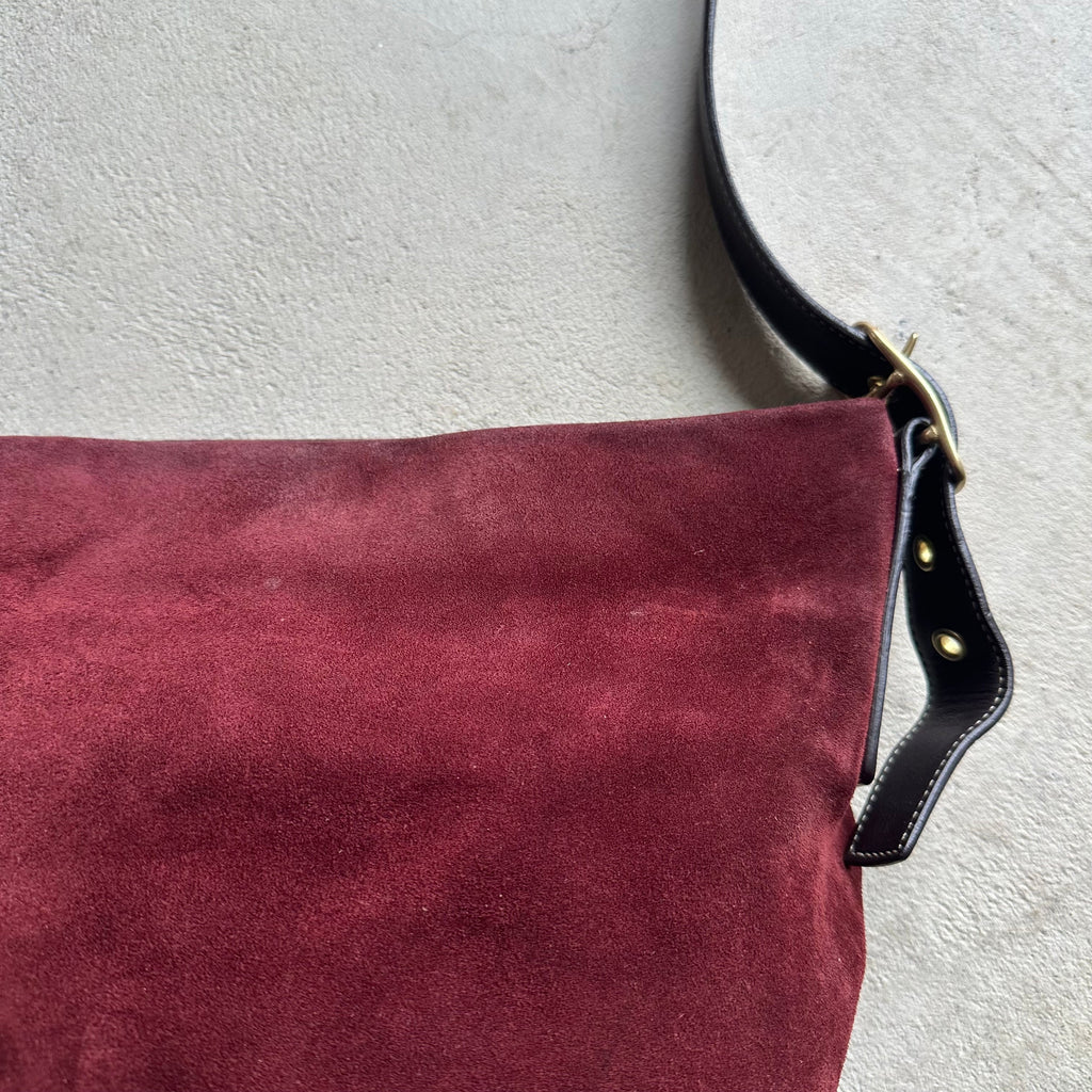Vintage Coach Red Suede Shoulder Bag