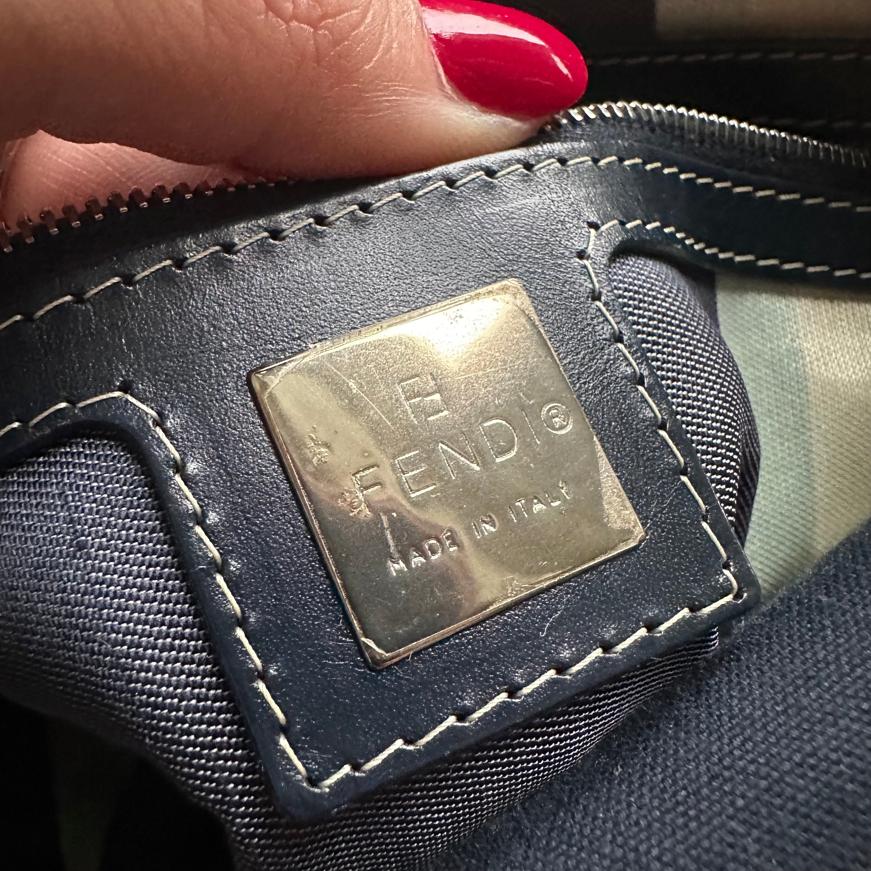 Vintage Fendi Mama Baguette Style Denim Shoulder Bag