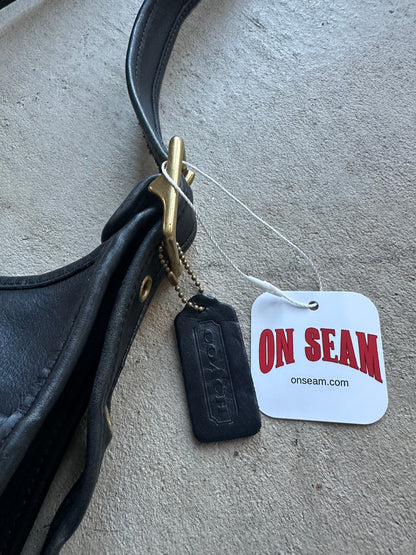 Vintage Coach Ergo Style Black Leather Shoulder Bag 9966