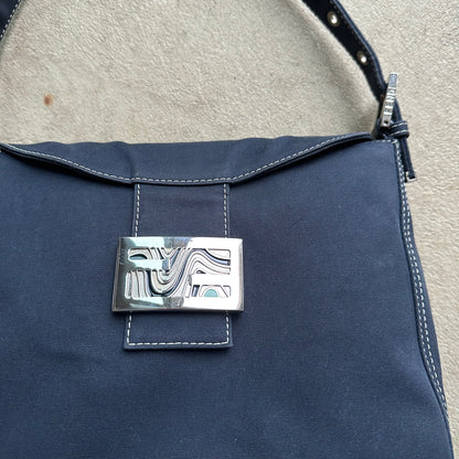 Vintage Fendi Mama Baguette Style Denim Shoulder Bag