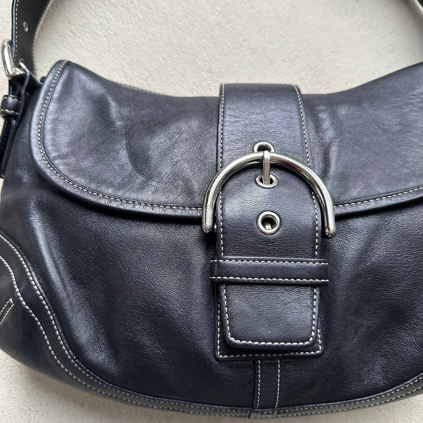 Vintage Y2K Coach Black Leather SoHo Shoulder Bag