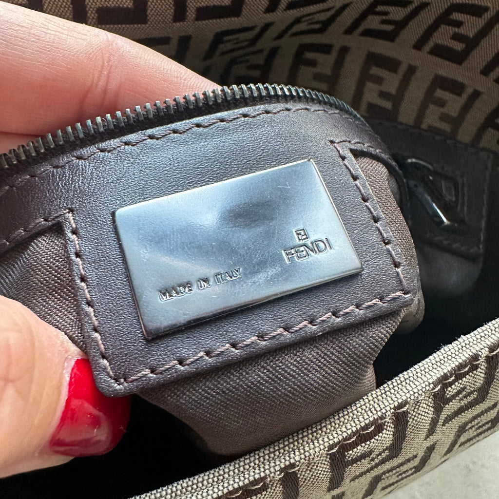 Vintage Fendi Mama Baguette Brown Zucchino Shoulder Bag