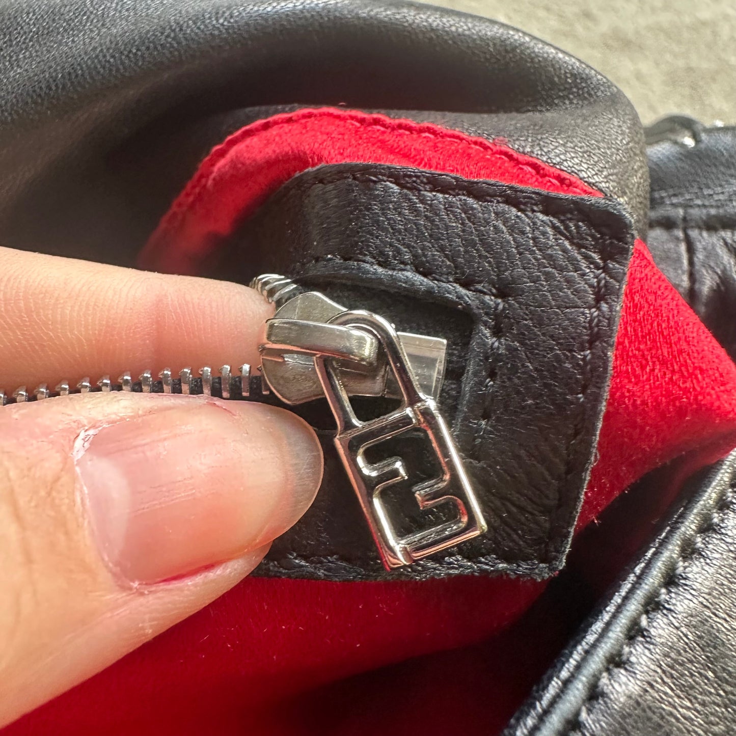 Vintage Fendi Baguette Style Black Leather Shoulder Bag