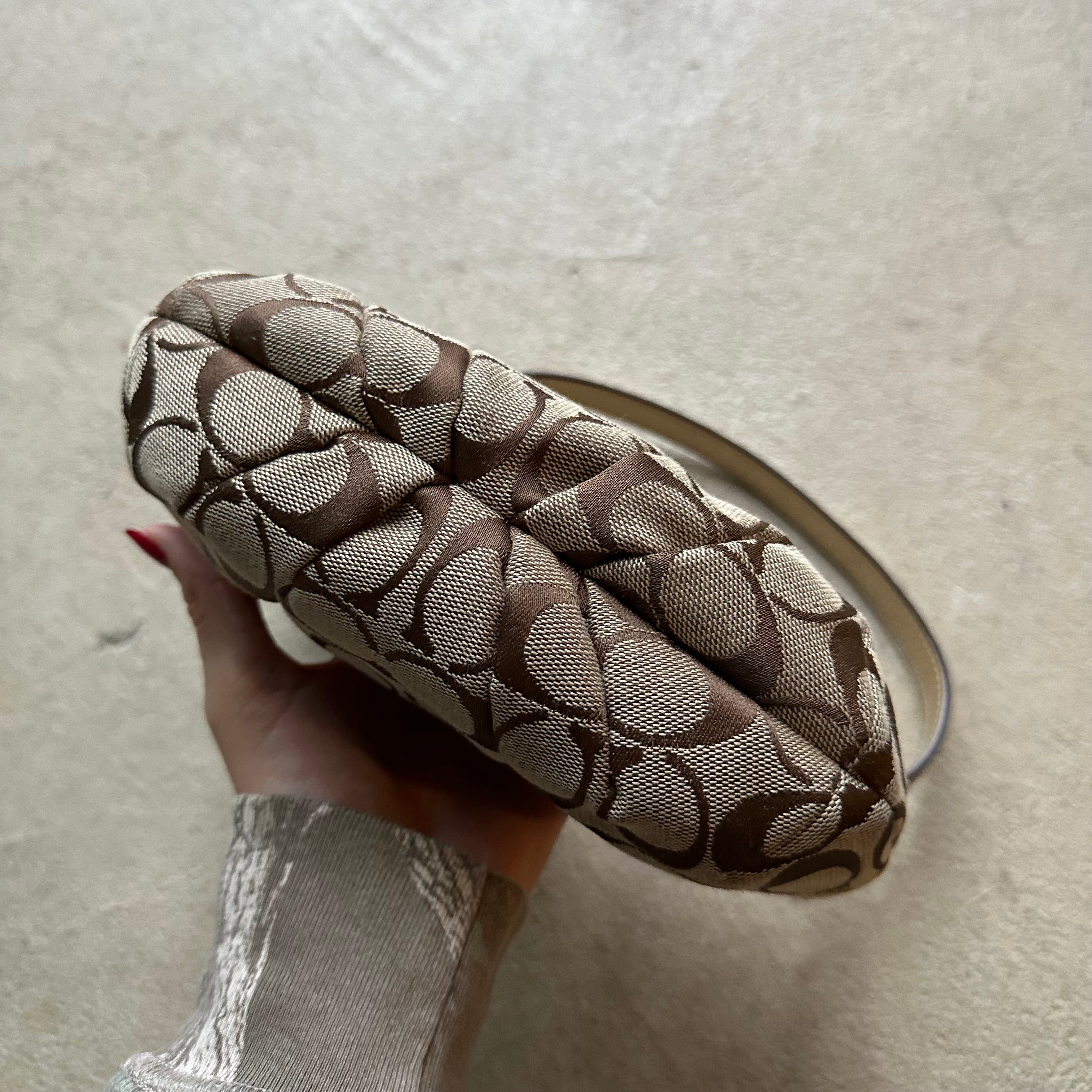 Vintage Y2K Coach Brown Patterned Mini Shoulder Bag