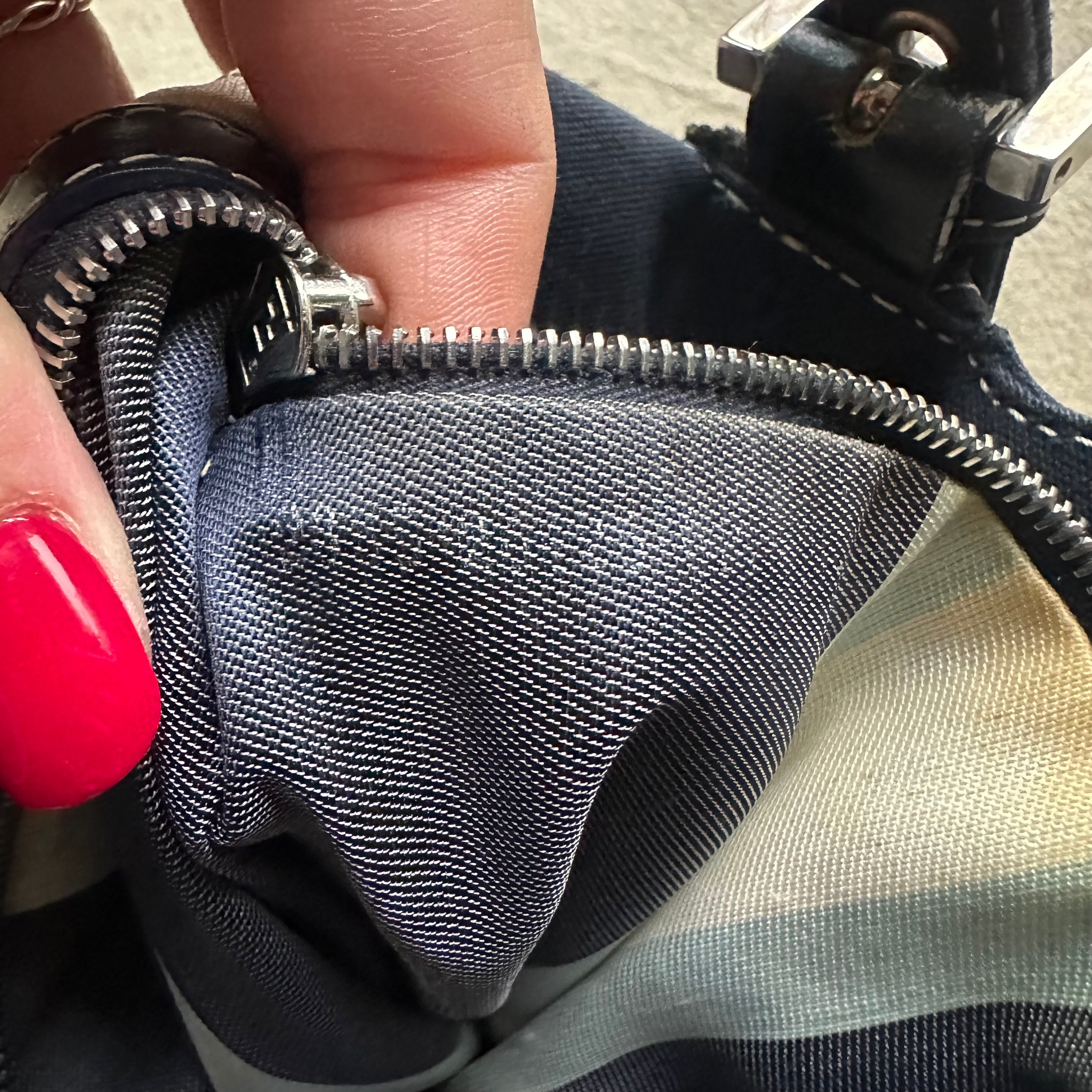 Vintage Fendi Mama Baguette Style Denim Shoulder Bag