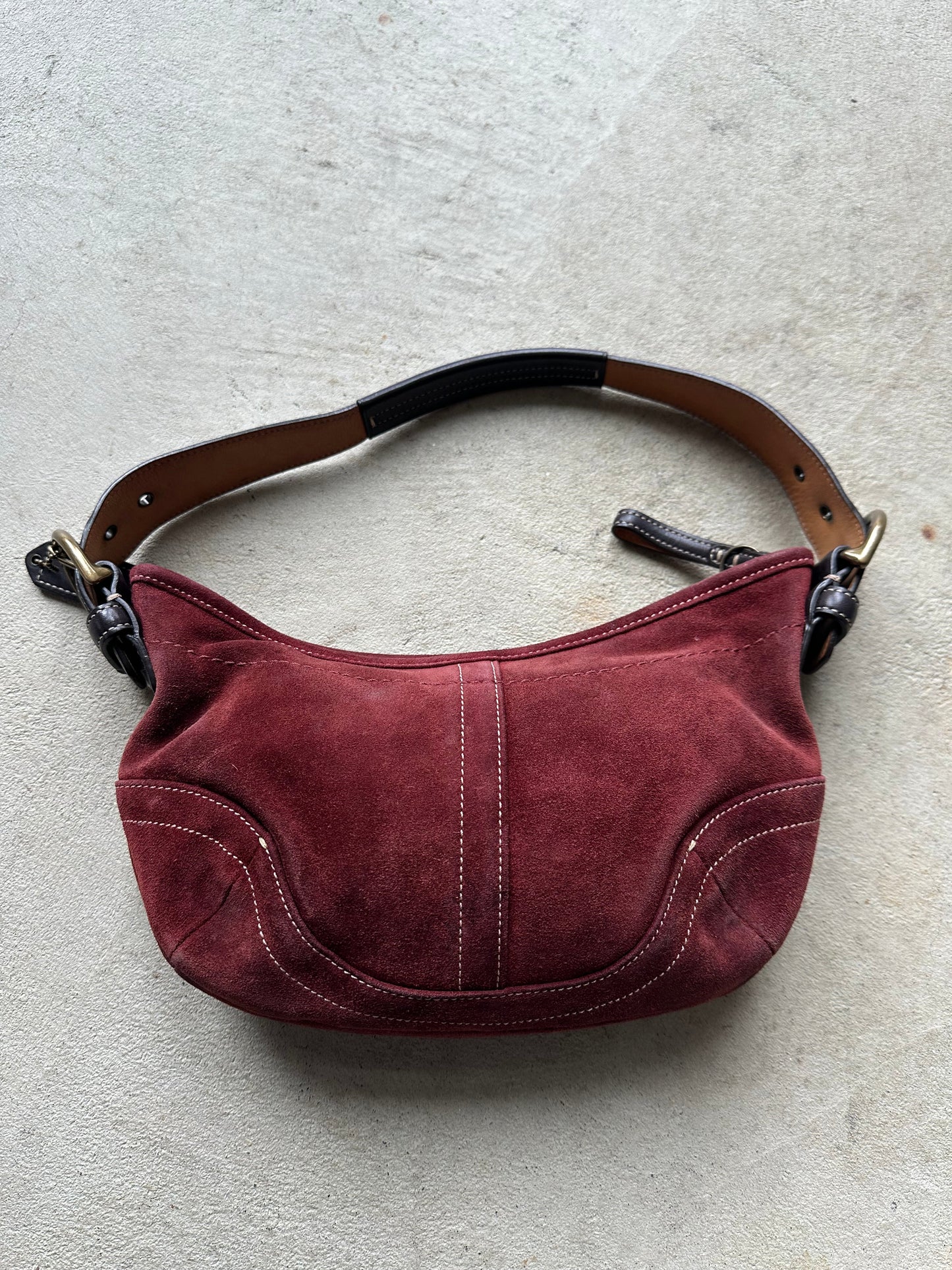 Vintage Burgundy Suede Coach Soho Shoulder Bag