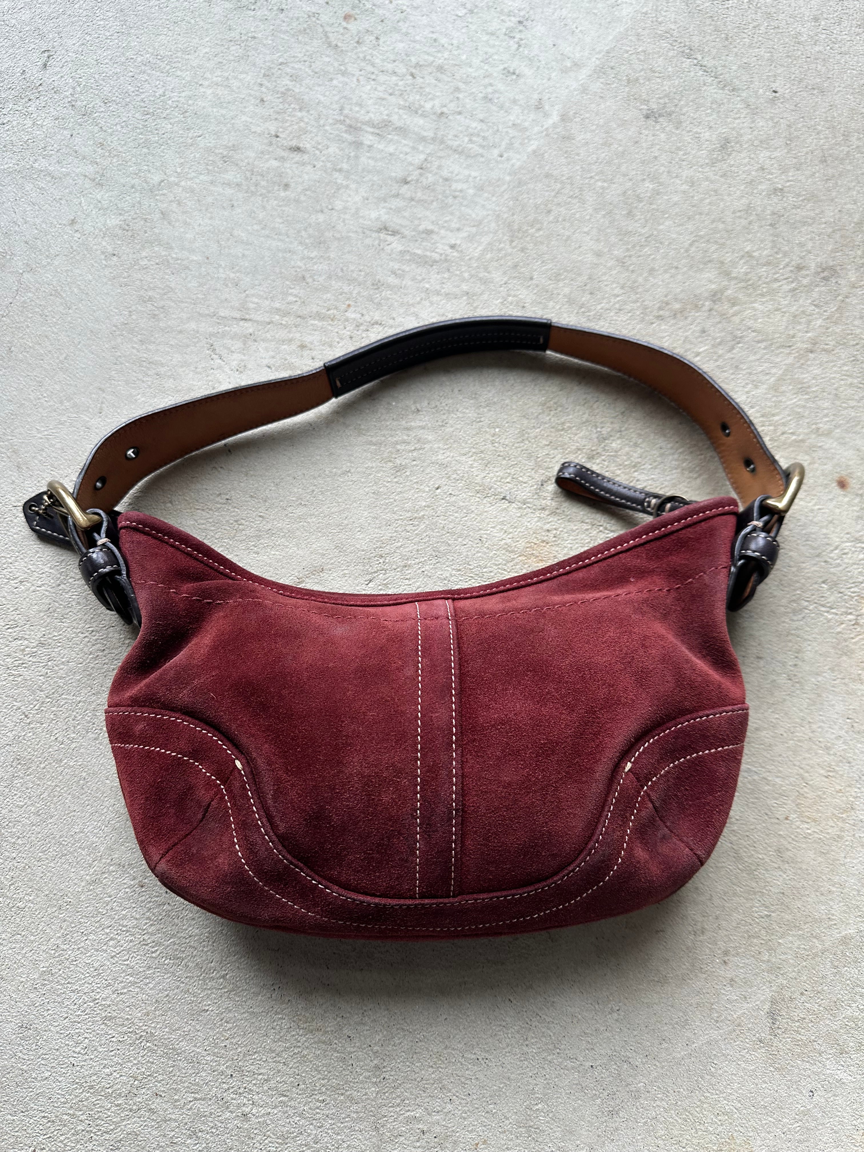 Vintage Burgundy Suede Coach Soho Shoulder Bag
