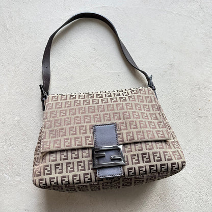 Vintage Fendi Mama Baguette Brown Zucchino Shoulder Bag