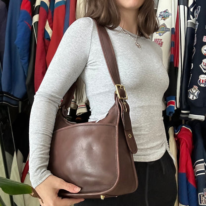 Vintage Coach Ergo Style Black Leather Shoulder Bag 9966