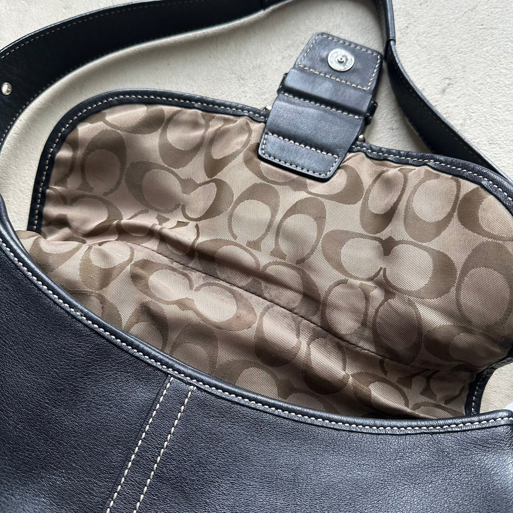 Vintage Y2K Coach Black Leather SoHo Shoulder Bag