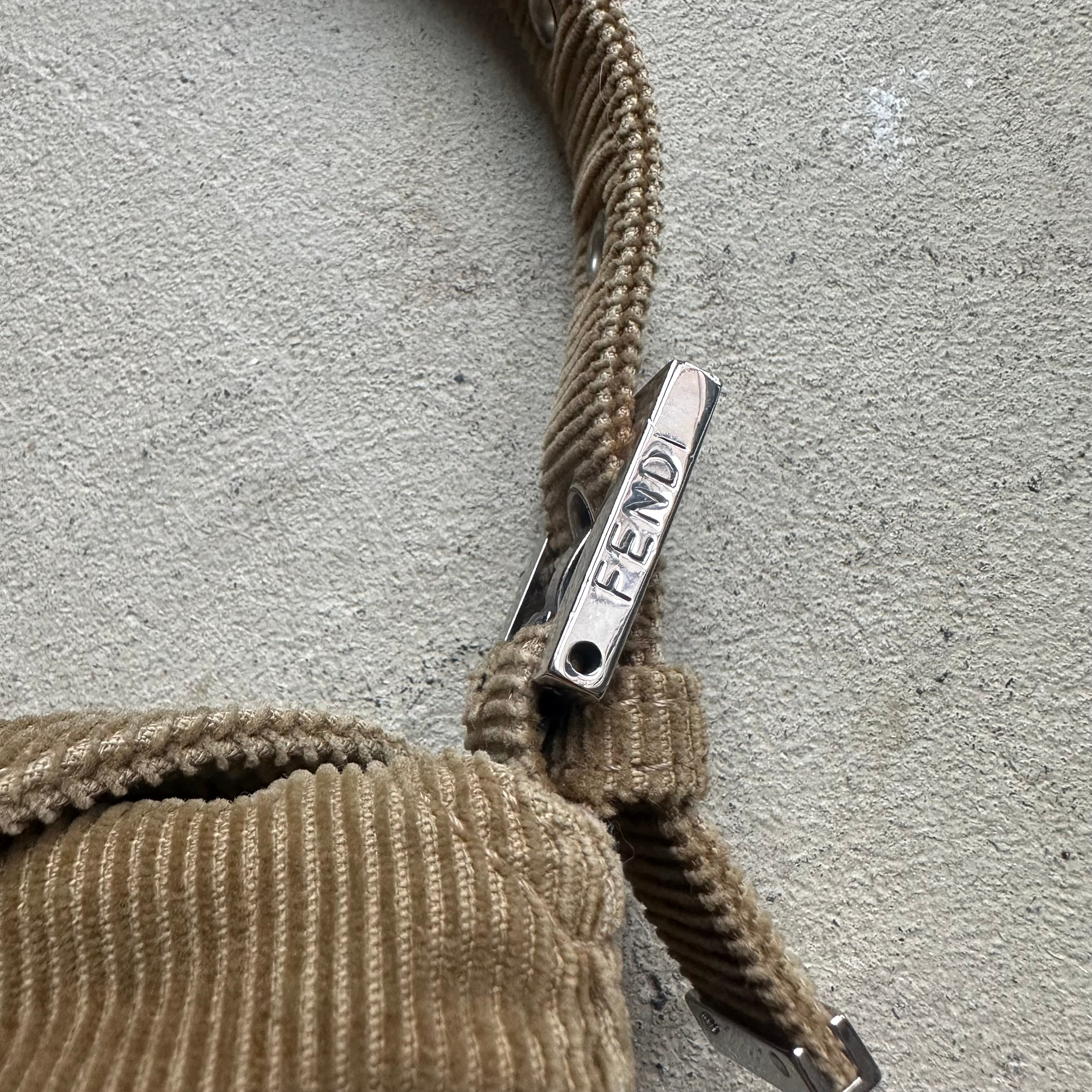 Vintage Fendi Brown Corduroy Mini Mama Baguette