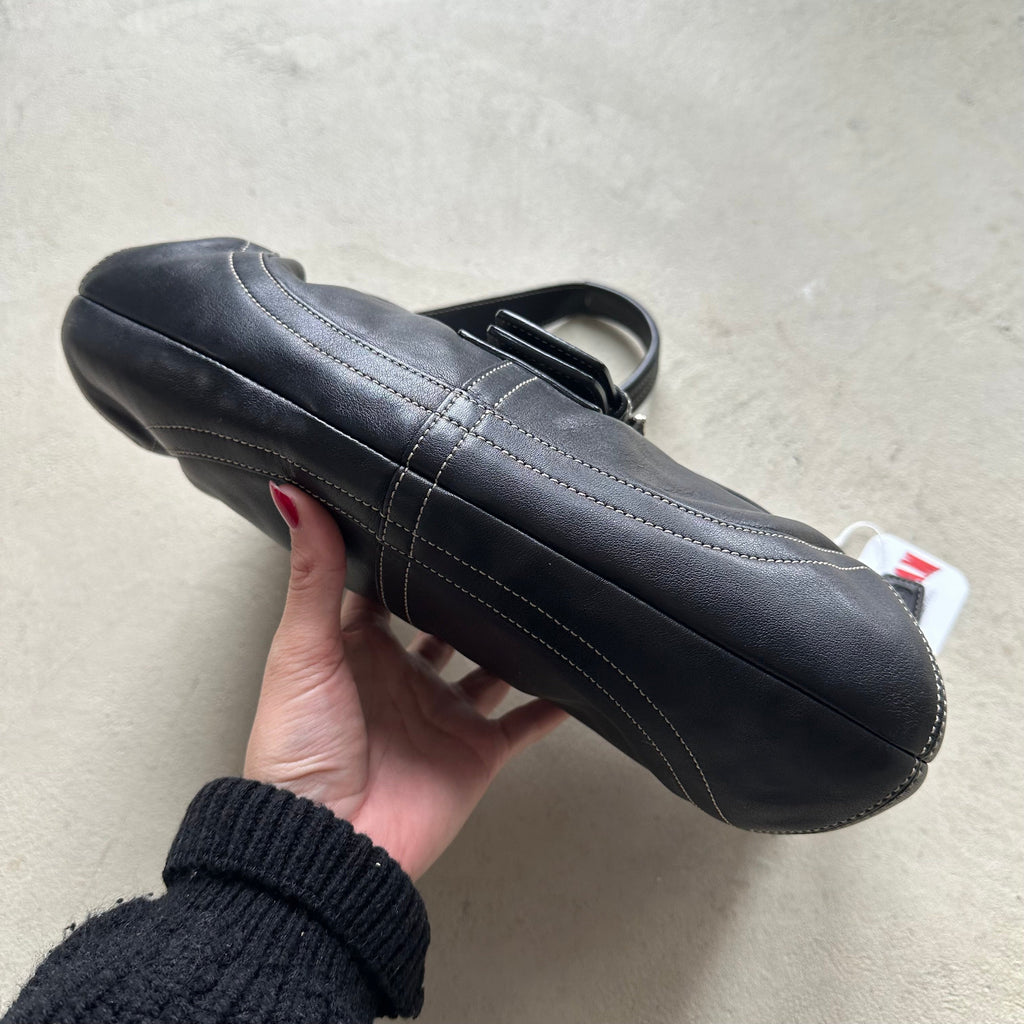 Vintage Y2K Coach Black Leather SoHo Shoulder Bag