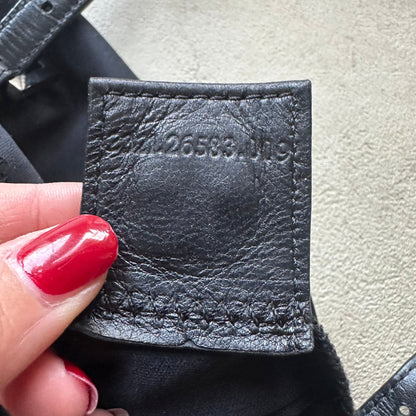 Vintage Fendi Mama Style Double Strap Black Nylon Shoulder Bag