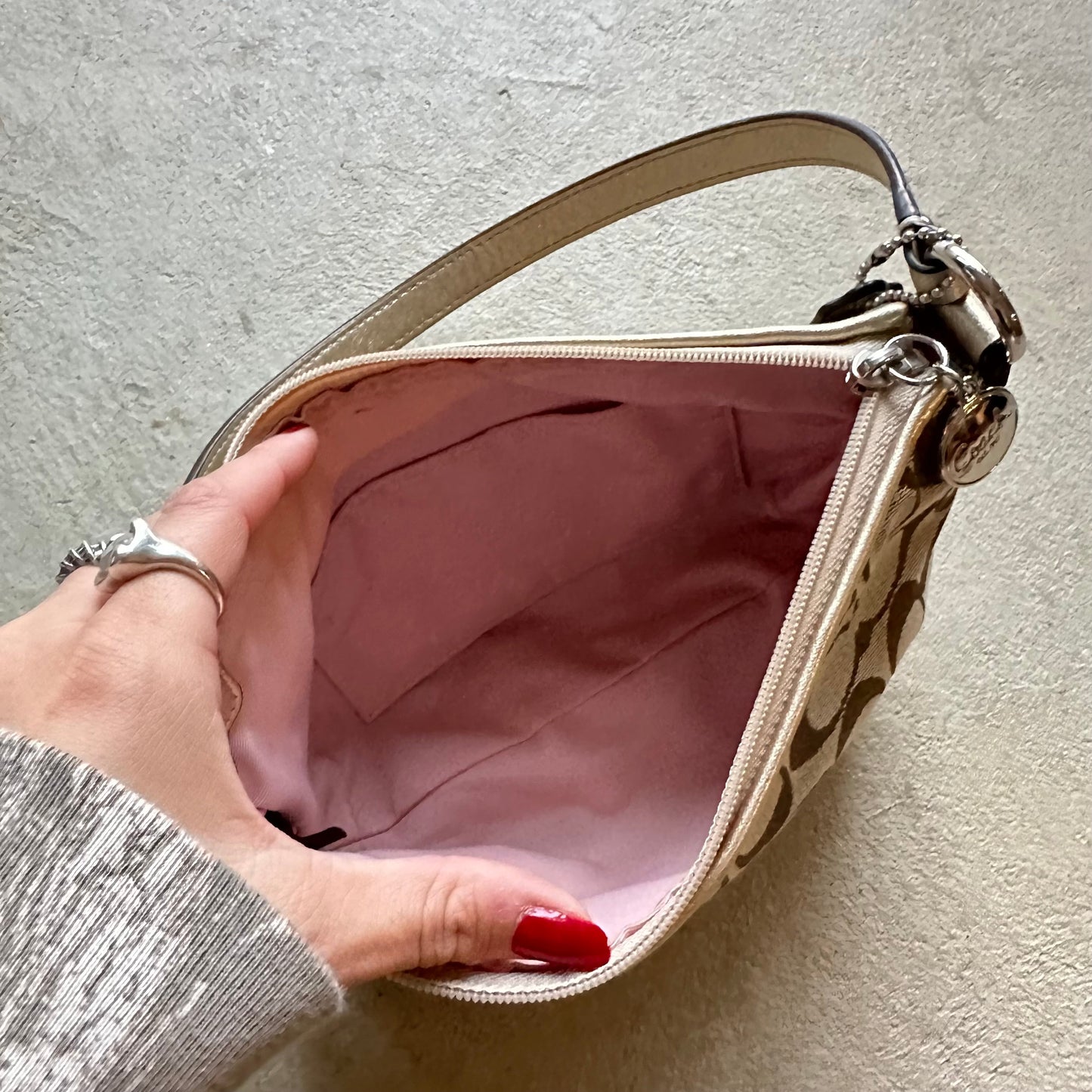 Vintage Y2K Coach Brown Patterned Mini Shoulder Bag