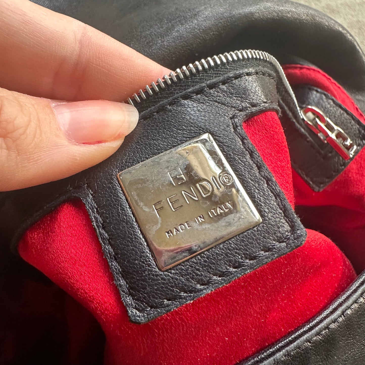 Vintage Fendi Baguette Style Black Leather Shoulder Bag