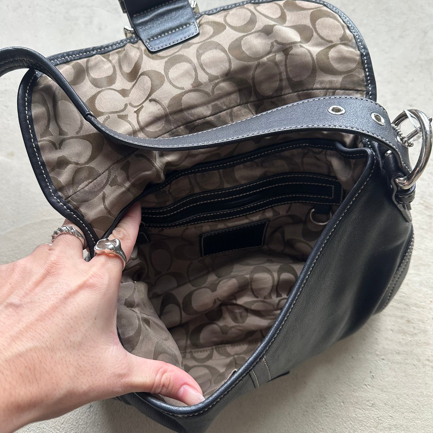 Vintage Y2K Coach Black Leather SoHo Shoulder Bag