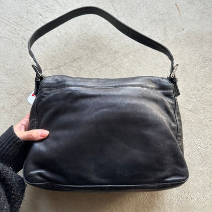 Vintage Fendi Baguette Style Black Leather Shoulder Bag