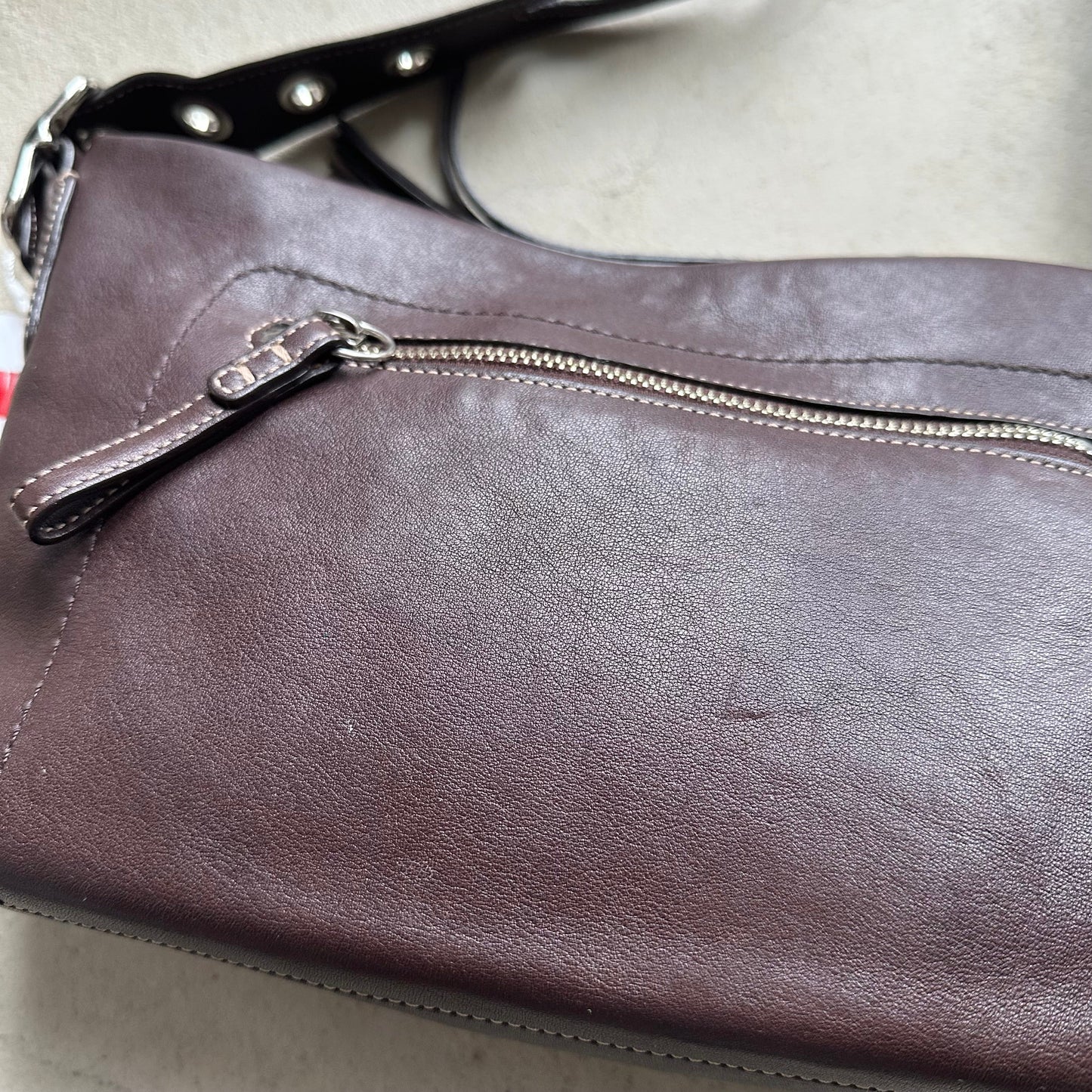 Vintage Y2K Coach Brown Leather Shoulder Bag