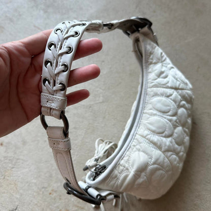 Vintage Y2K Coach Quilted White Hobo Shoulder
Bag