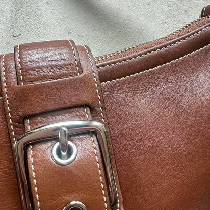 Vintage Y2K Coach Caramel Brown Leather Mini Hampton Crossbody Bag