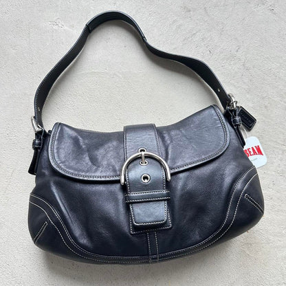 Vintage Y2K Coach Black Leather SoHo Shoulder Bag
