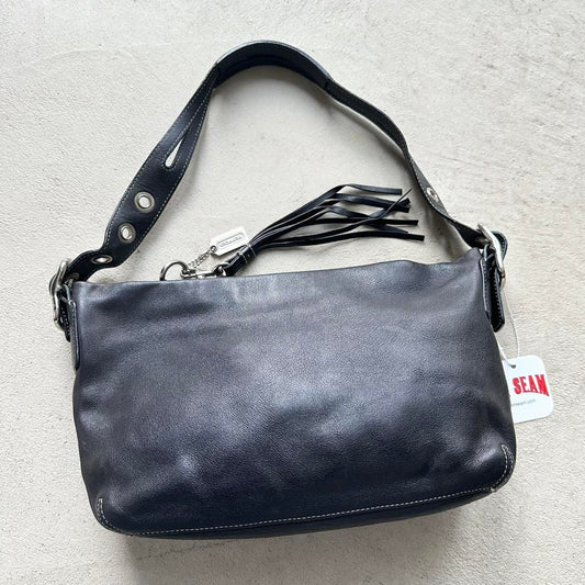 Vintage Y2K Coach Black Leather Shoulder Bag