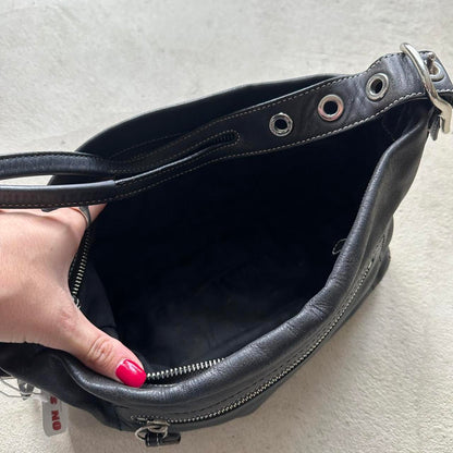 Vintage Y2K Coach Black Leather Shoulder Bag