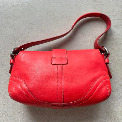 Vintage Y2K Coach Red Mini Leather Square Soho Shoulder Bag