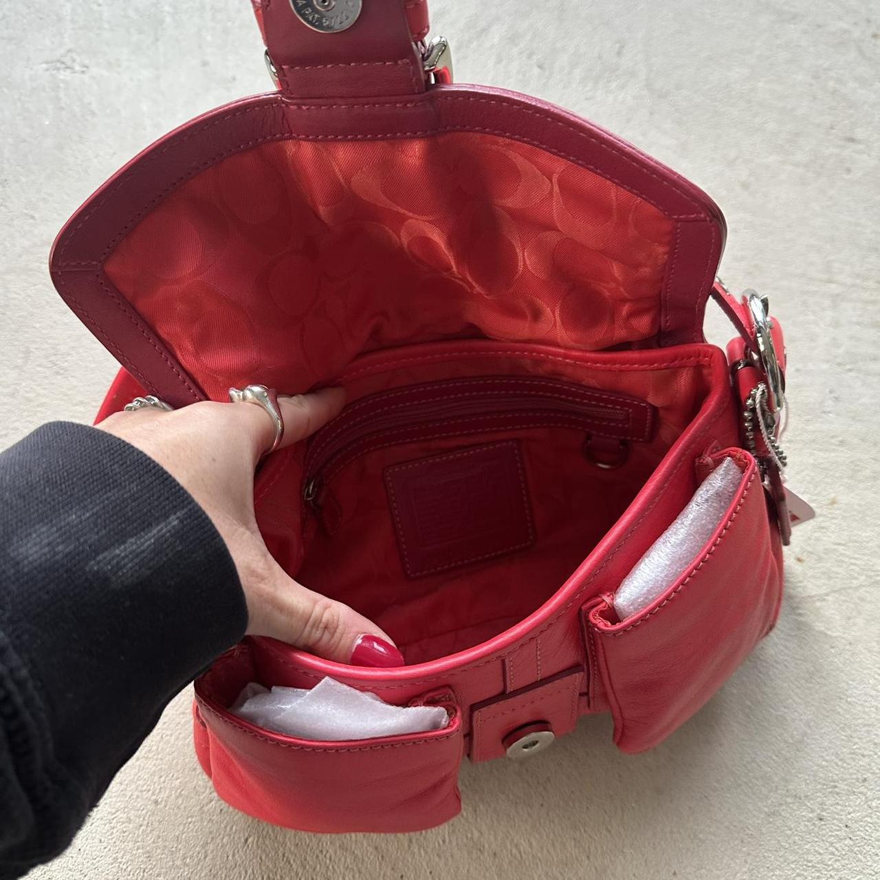 Vintage Y2K Coach Red Mini Leather Square Soho Shoulder Bag