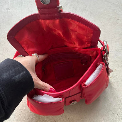 Vintage Y2K Coach Red Mini Leather Square Soho Shoulder Bag